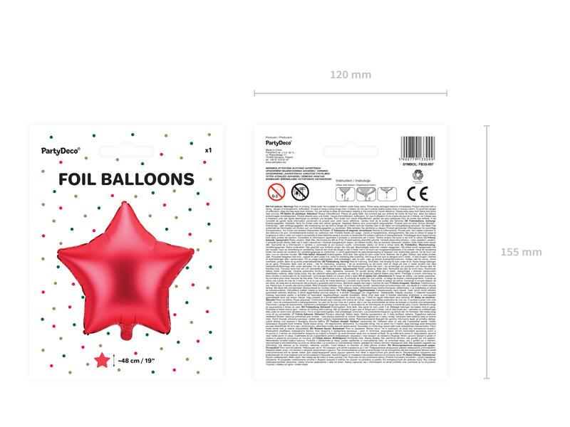 Balon Folie Stea Roșie Satinată – 40 cm