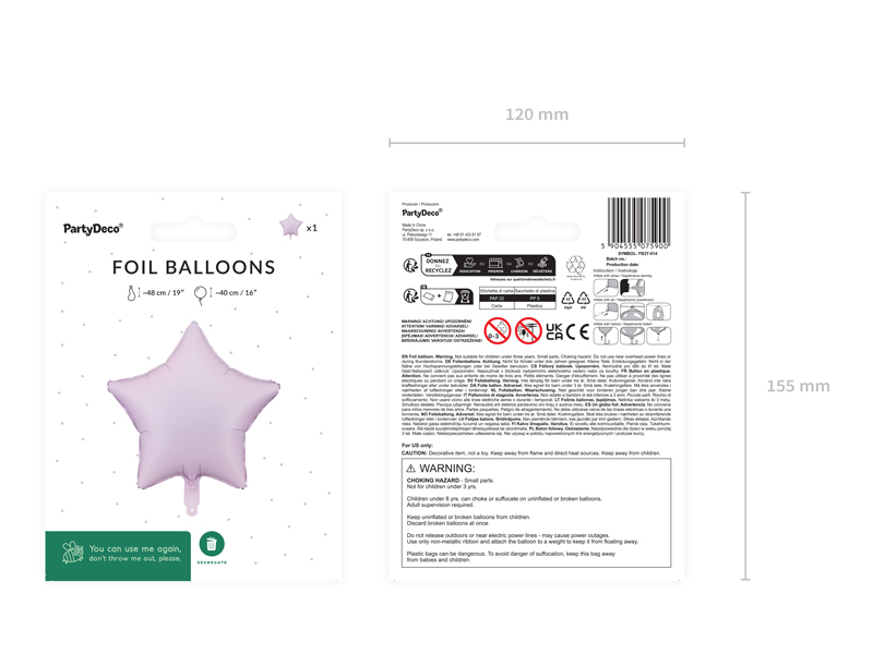Balon folie Stea, 40cm, mov mat