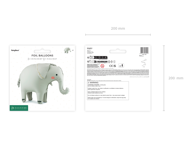 Balon folie (Standing) Elefant (91x61cm)