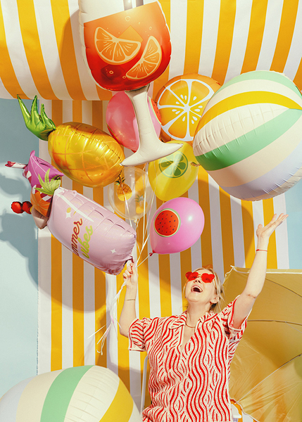 Balon folie minge cu dungi colorate, 60cm, multicolor