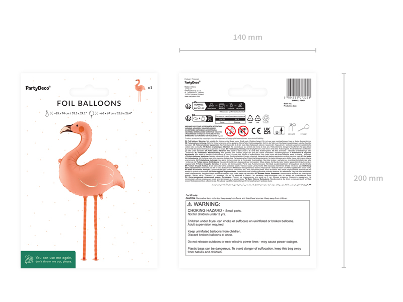 Balon folie Flamingo, 65 x 67 cm, coral (walking)