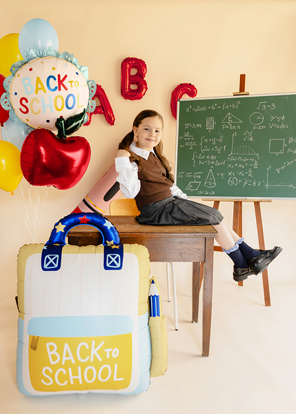 Balon folie Back to School  52x52 cm crem și albastru