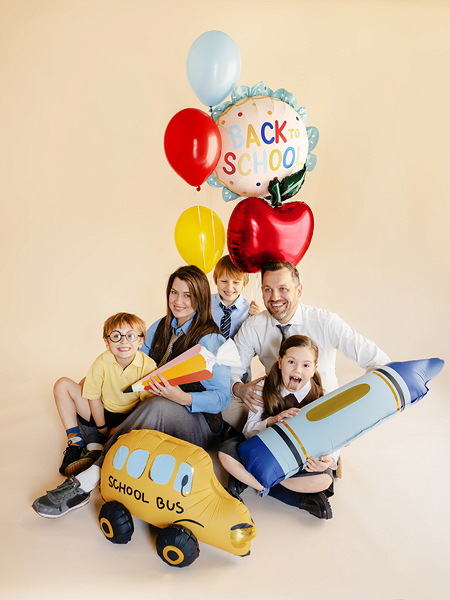 Balon folie Back to School  52x52 cm crem și albastru