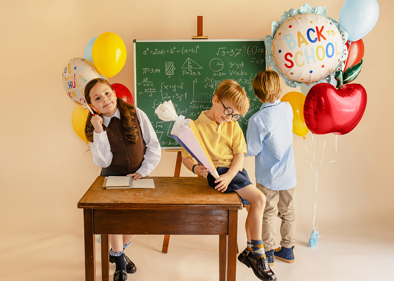 Balon folie Back to School  52x52 cm crem și albastru