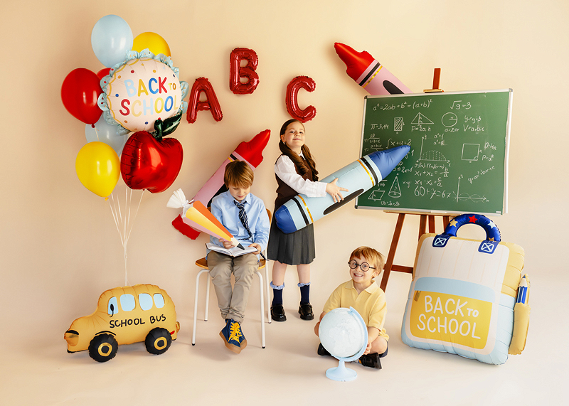 Balon folie Ghiozdan Școlar 68x82 cm crem și galben