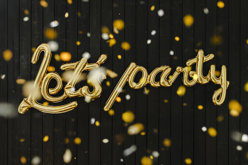 Balon Folie Auriu „Let's Party” – 230 × 80 cm