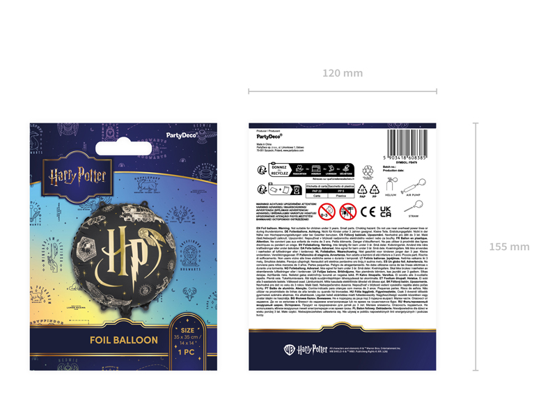 Balon folie Harry Potter negru și auriu 35 cm