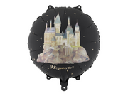 Balon folie Harry Potter cu Castelul Hogwarts pe fundal negru 35 cm