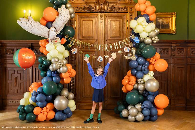 Decor petrecere Harry Potter cu balon folie Hedwig și arcadă de baloane