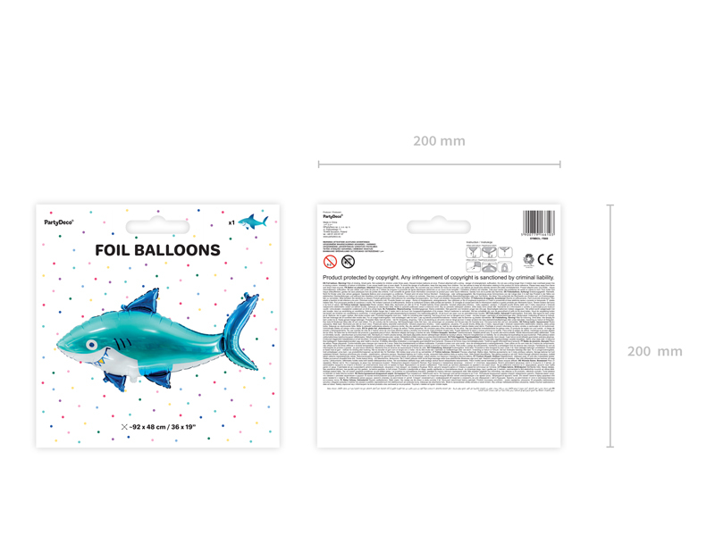 Balon folie Rechin, 92x48 cm, Albastru