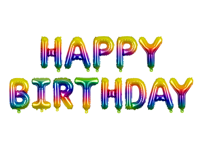 Baloane folie Happy Birthday rainbow multicolore 340 x 35 cm