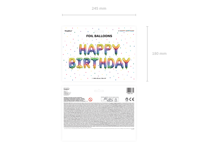 Baloane folie Happy Birthday rainbow multicolore 340 x 35 cm