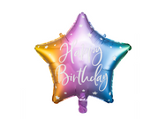 Balon folie stea „Happy Birthday”, 40cm, curcubeu