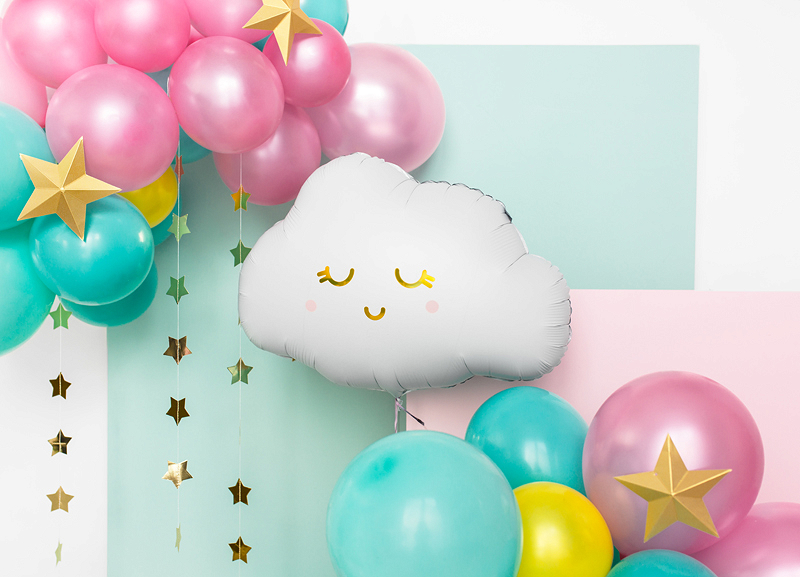 Balon folie nor alb 51 x 35,5 cm cu chip și detalii aurii