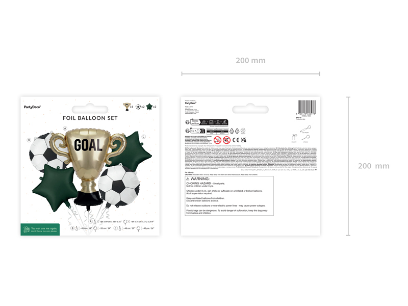 Set 5 Baloane Folie Fotbal – Cupă GOAL, Mingi și Stele