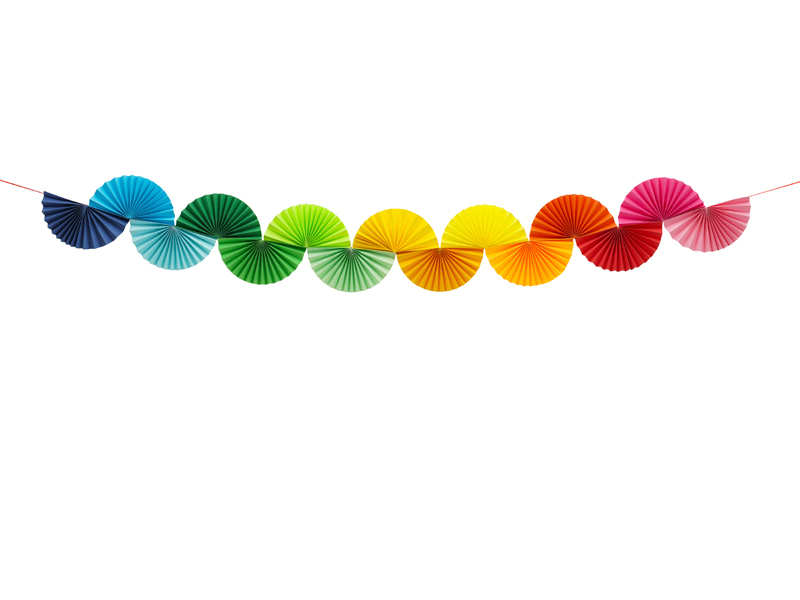 Ghirlandă Evantaie Curcubeu, Multicolor, 2.5m