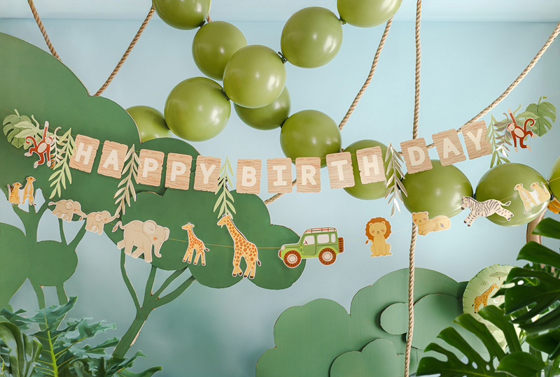 Banner „Happy Birthday” Safari, 180 cm, multicolor