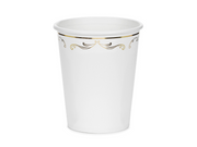 Pahare din hârtie cu ornament, auriu/albe, 220 ml