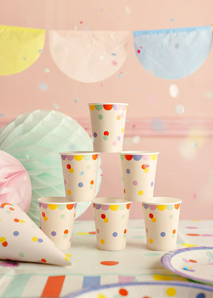 Pahare hârtie Confetti, Bej, 220 ml (6 buc)