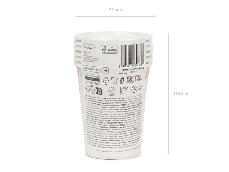 Pahare hârtie Confetti, Bej, 220 ml (6 buc)
