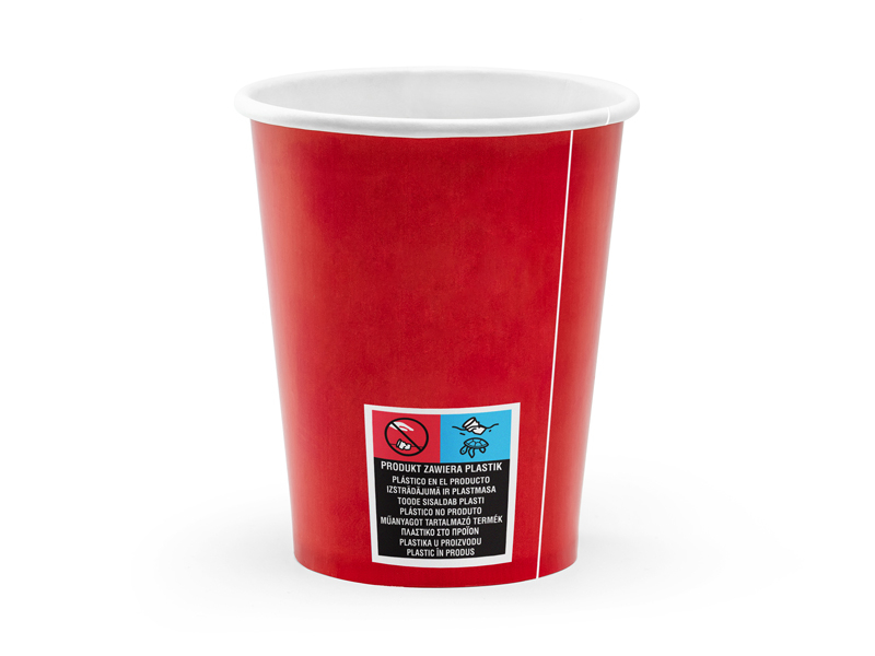 Pahare din carton Pirați, roșii, 220 ml