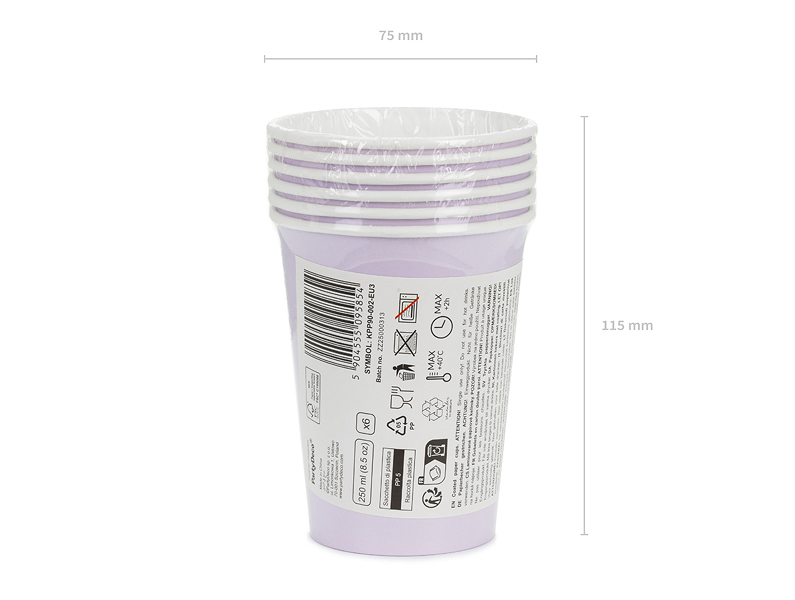 Pahare hârtie mov deschis (8 buc) 250ml
