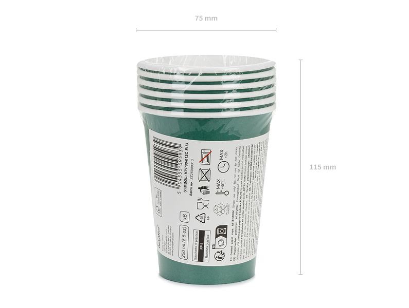 Pahare din hârtie, verde închis, 250ml