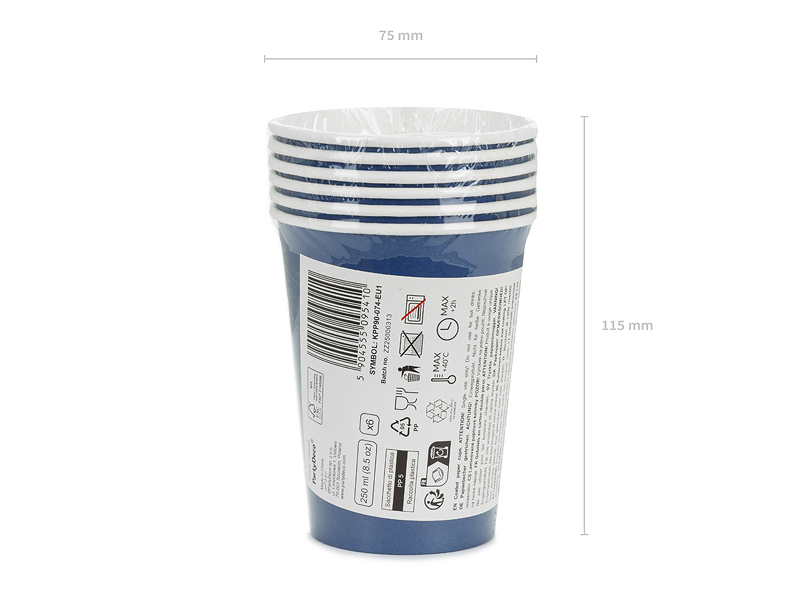 Pahare hârtie, Albastru închis, 250 ml (6 buc)