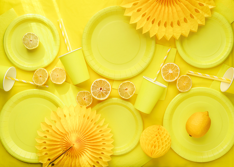 Pahare din hârtie, galben (6 buc) 250ml