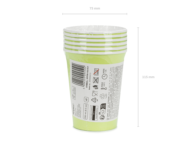 Pahare din hârtie,Verde deschis, 250ml