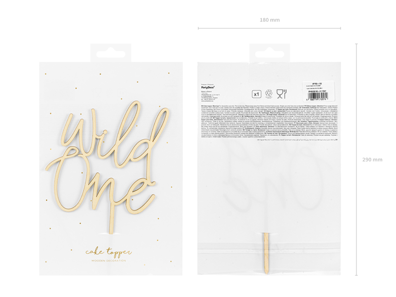 Topper tort din lemn „Wild One”, prima aniversare 22cm