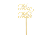 Topper pentru tort MR & MRS, auriu, 16.5 cm