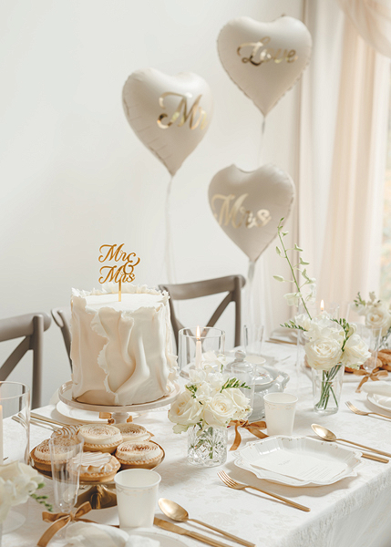 Topper pentru tort MR & MRS, auriu, 16.5 cm