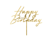 Topper tort „Happy Birthday”, acril auriu, 18 x 16,5 cm