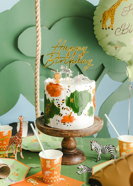 Topper tort „Happy Birthday”, acril auriu, 18 x 16,5 cm