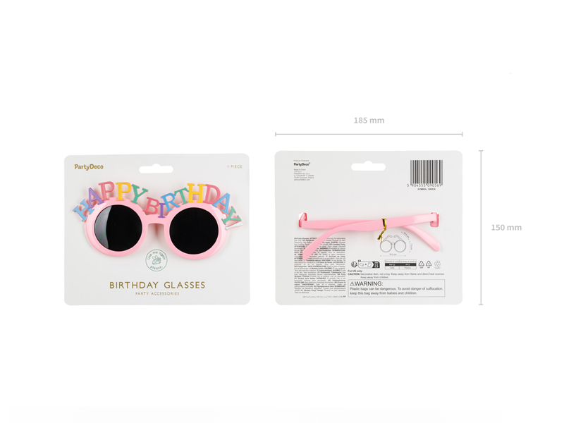 Ochelari Happy Birthday 18.5 x 7.5 cm, roz