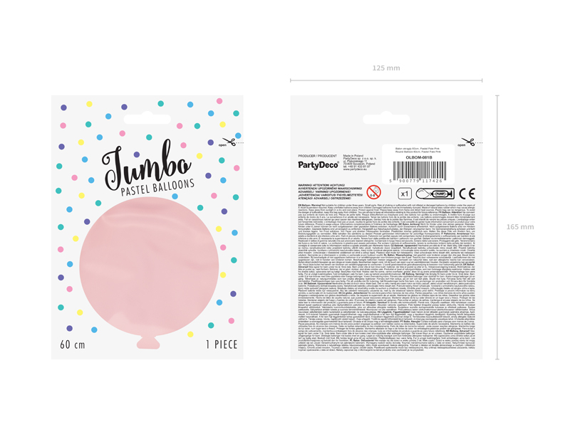 Balon XL (60cm) Roz Deschis, Personalizat, umflat cu heliu Si decorat cu panglici