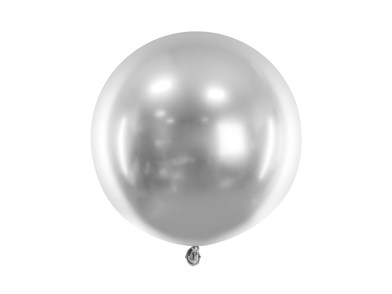Balon XL personalizat umflat cu heliu (60cm) Argintiu metalic