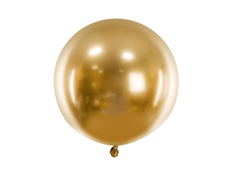 Balon XL personalizat umflat cu heliu (60cm) Auriu Metalic