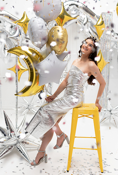 Bentiță Steluțe (17x19.5cm) auriu, argintiu și negru