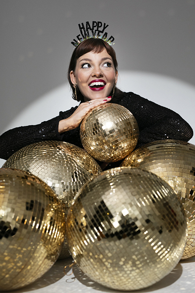 Bentiță Happy New Year (15.5x20.5cm) neagră