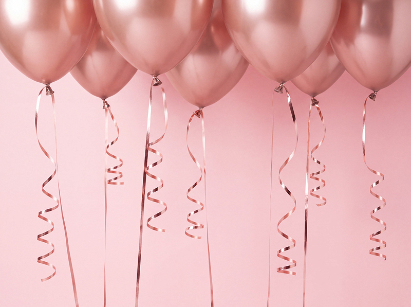 Panglică Metalizată Rose Gold pentru Baloane – 5 mm × 25 m