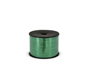 Rolă de panglică metalizată verde pentru baloane, cu lățimea de 5 mm și lungimea de 25 m, pe suport negru.