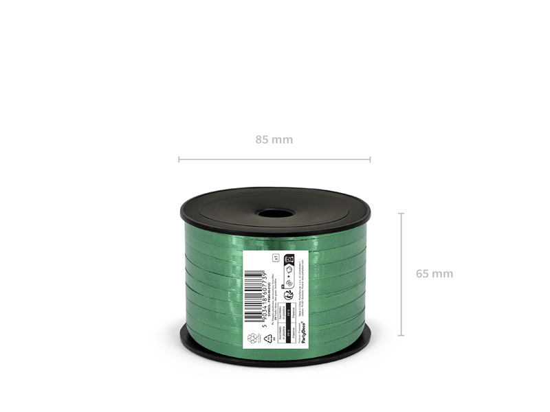 Panglică Metalizată Verde pentru Baloane – 5 mm × 25 m
