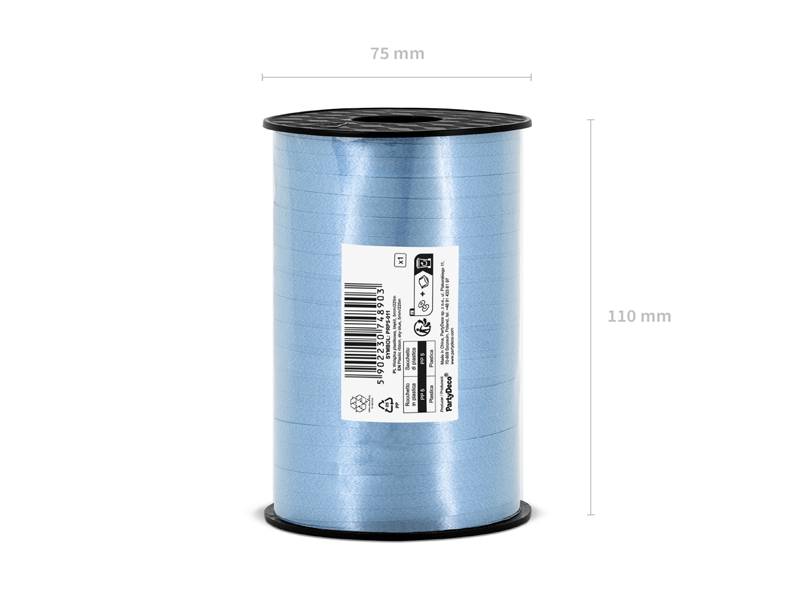 Panglică pentru baloane din plastic albastru 5mm, 225m