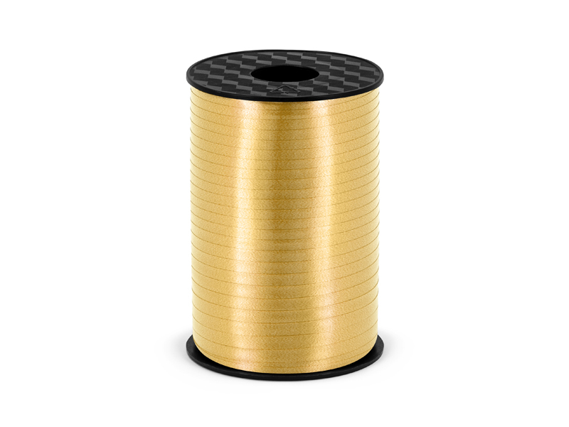 Panglică pentru baloane din plastic auriu 5mm, 225m