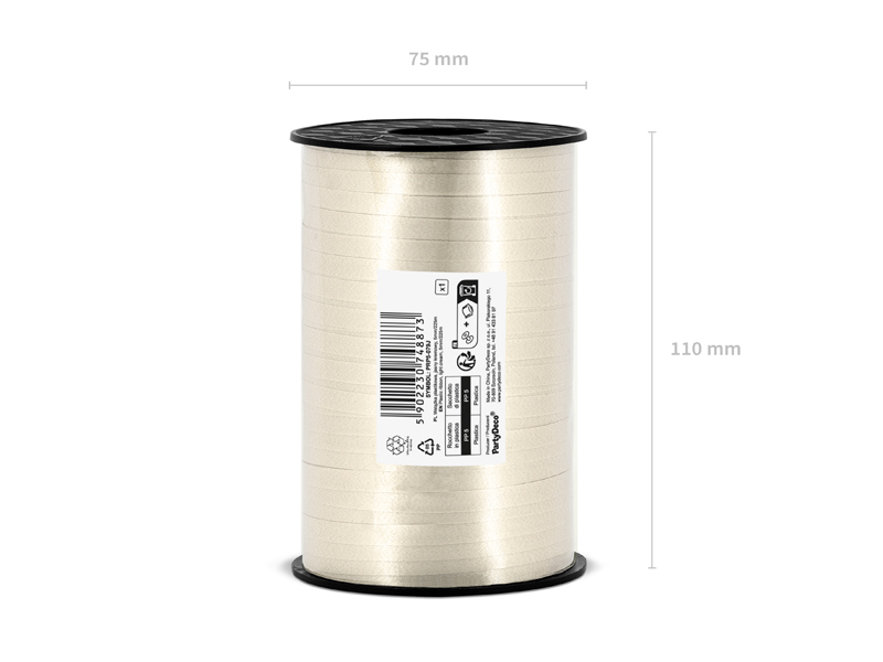 Panglică pentru baloane din plastic crem deschis 5mm, 225m