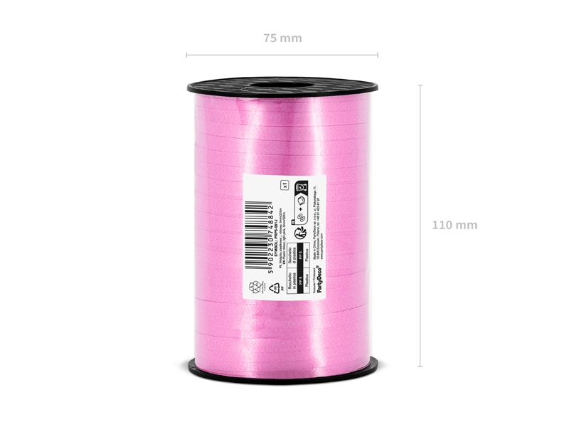 Panglică pentru baloane din plastic roz 5mm, 225m