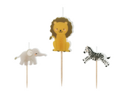 Lumânări pentru tort Safari (3 buc) 3–4cm, multicolor