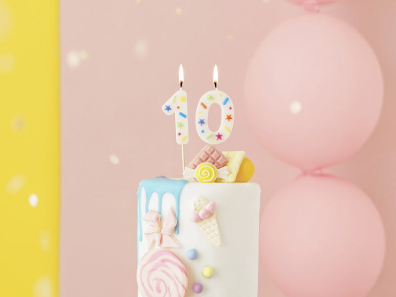 Lumânare Cifră 0– Confetti Alb (5.5cm)